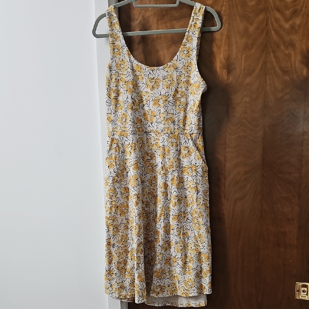 Pact Yellow and Blue Sleeveless Midi Sundress